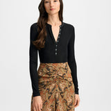 Veronica Beard - Drexler Ribbed Henley Top