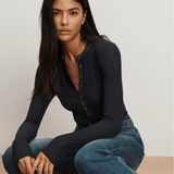 Veronica Beard - Drexler Ribbed Henley Top