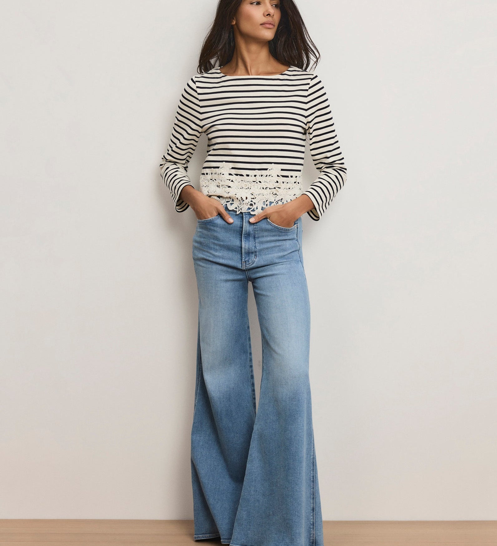Veronica Beard - Hovey Striped Lace T - Shirt