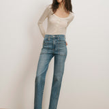 Veronica Beard - Dylan Patch - Pocket Straight - Leg Jean
