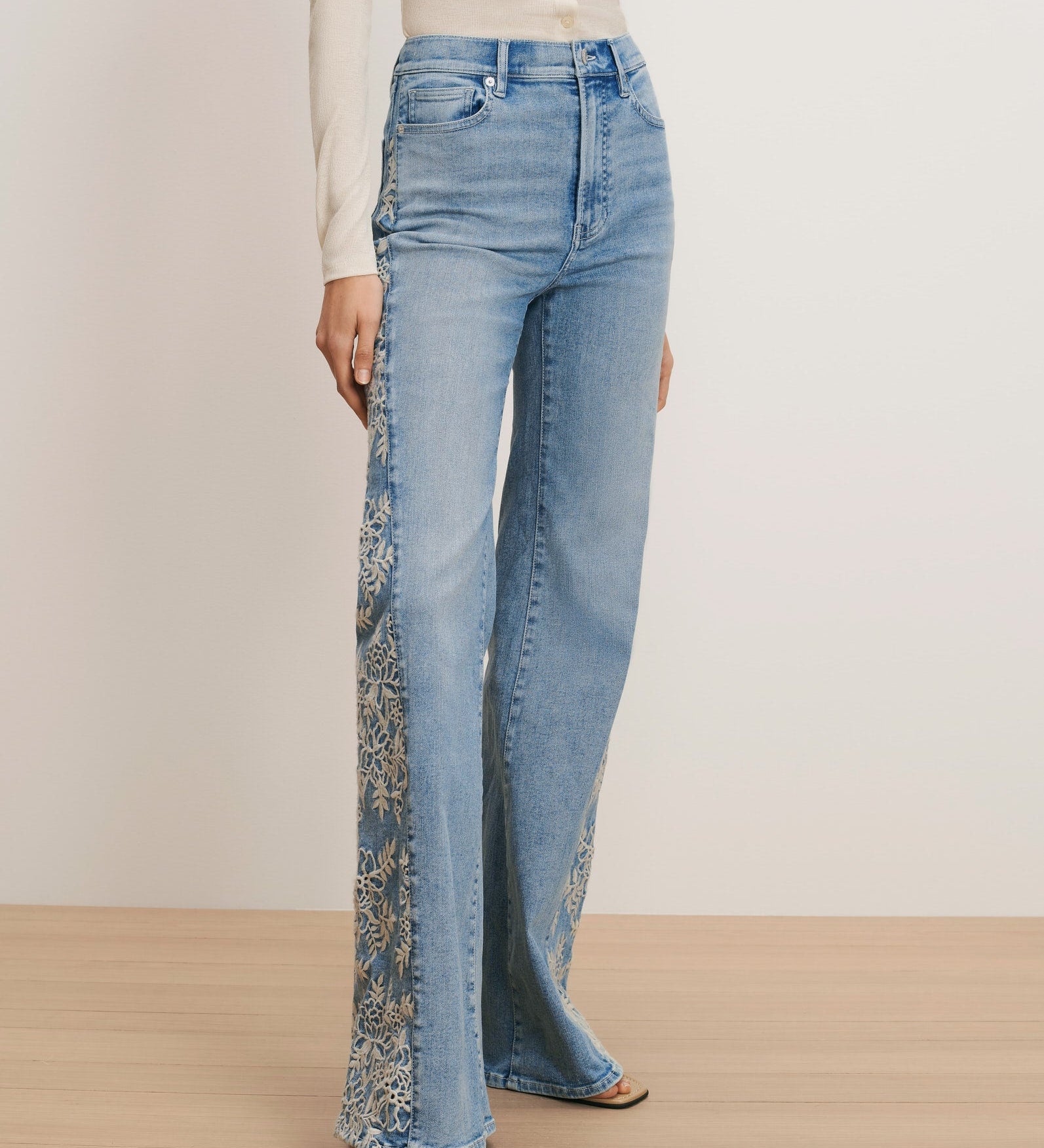Veronica Beard - Joplin Embroidered Flare Jean