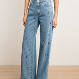 Veronica Beard - Kasey Embellished Wide - Leg Jean