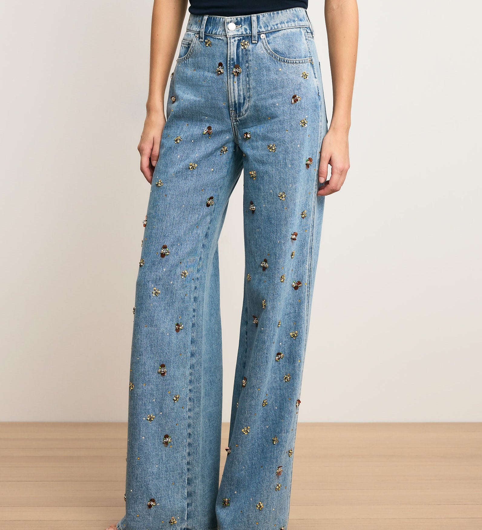 Veronica Beard - Kasey Embellished Wide - Leg Jean
