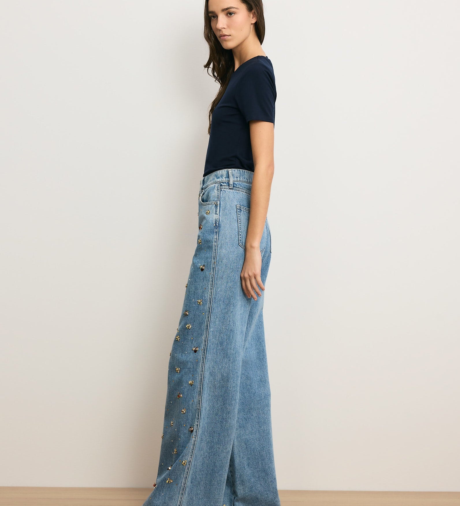 Veronica Beard - Kasey Embellished Wide - Leg Jean