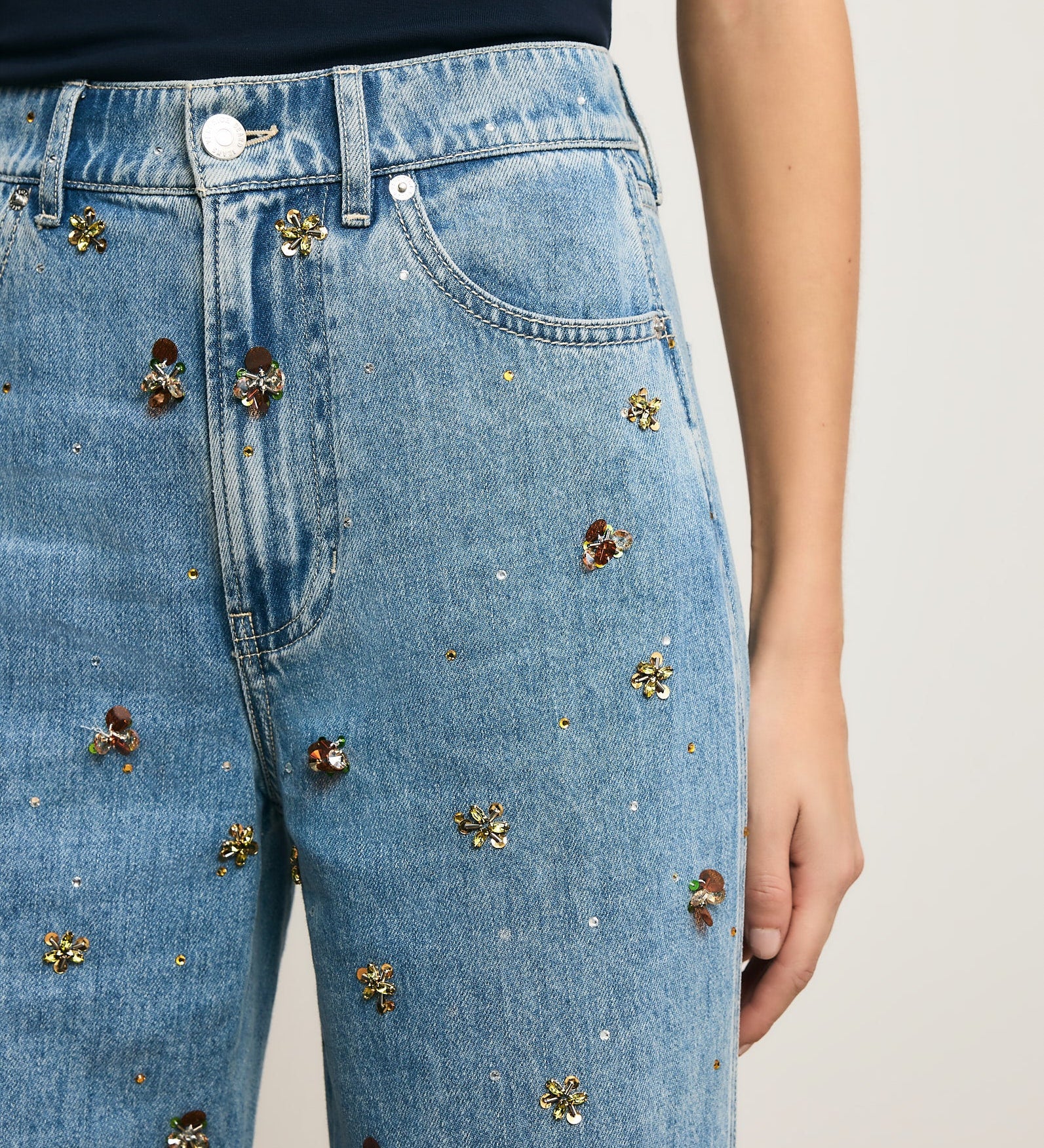 Veronica Beard - Kasey Embellished Wide - Leg Jean