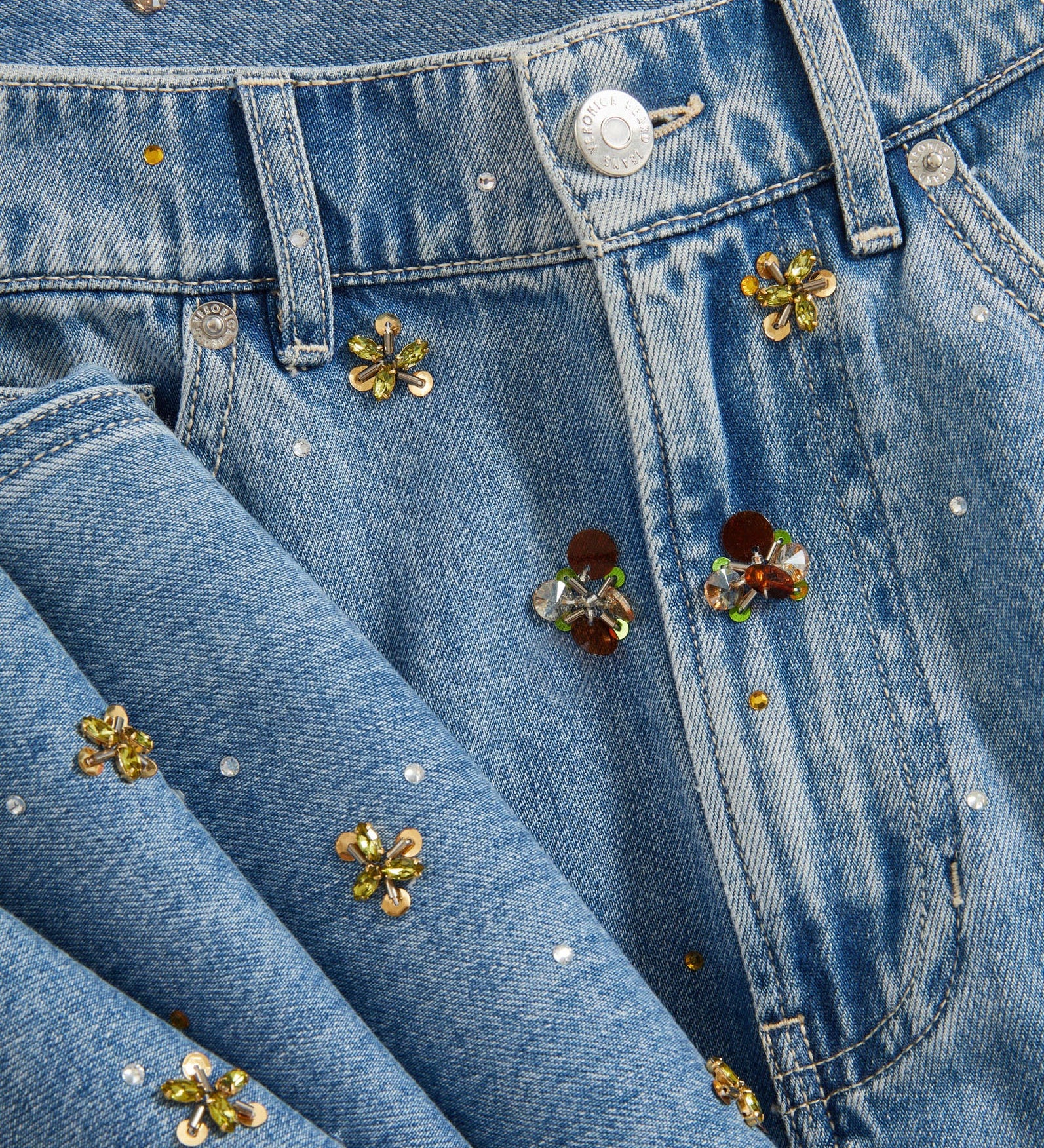 Veronica Beard - Kasey Embellished Wide - Leg Jean