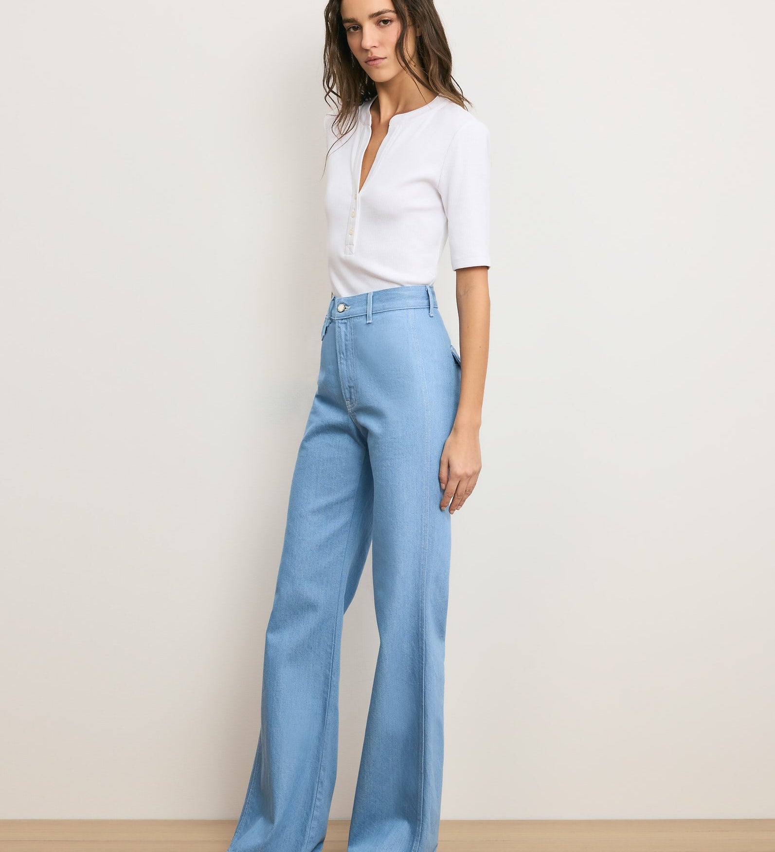 Veronica Beard - Crosbie Flap - Pocket Slim Wide - Leg Jean