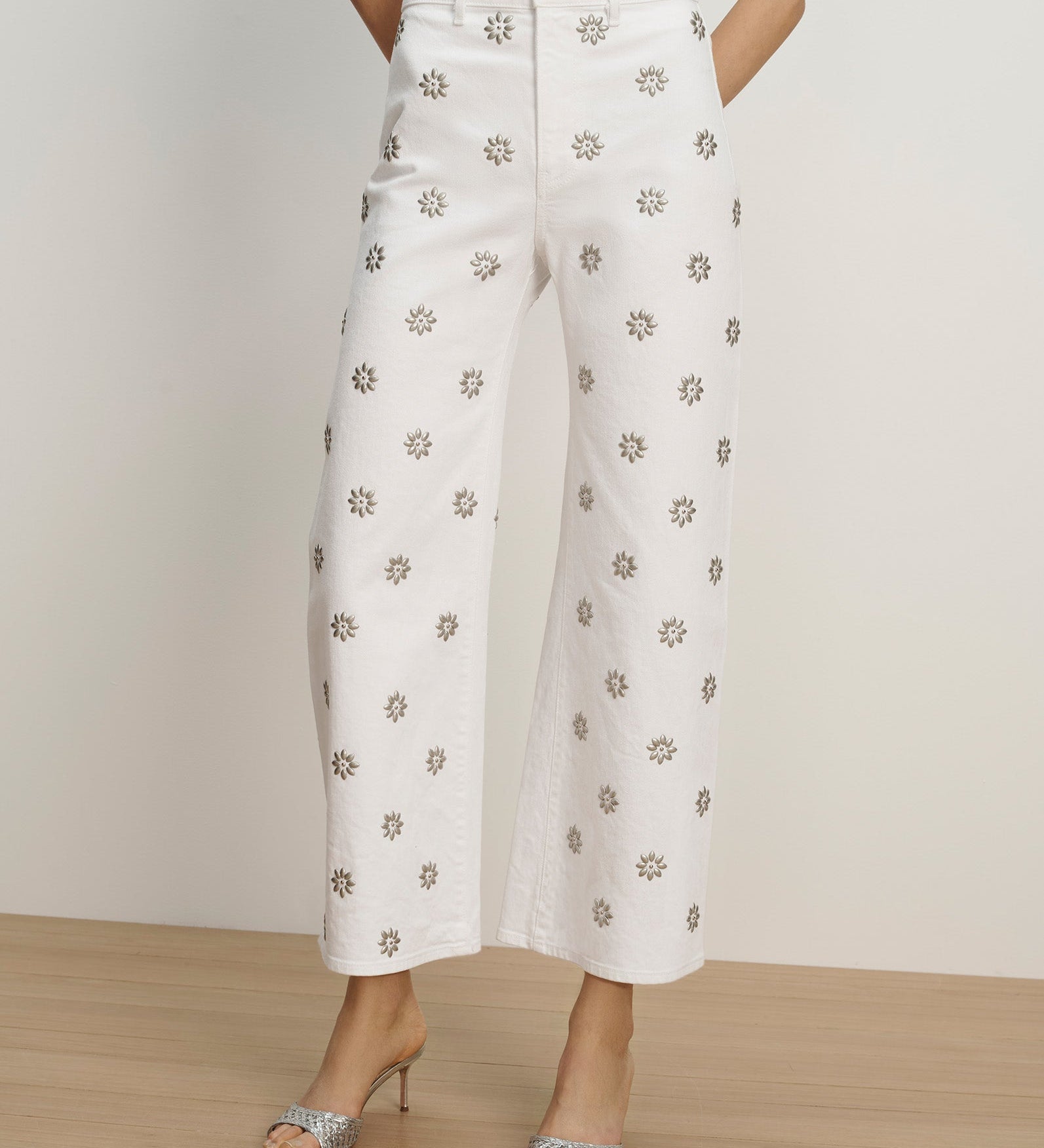 Veronica Beard - Grant Studded Wide - Leg Jean