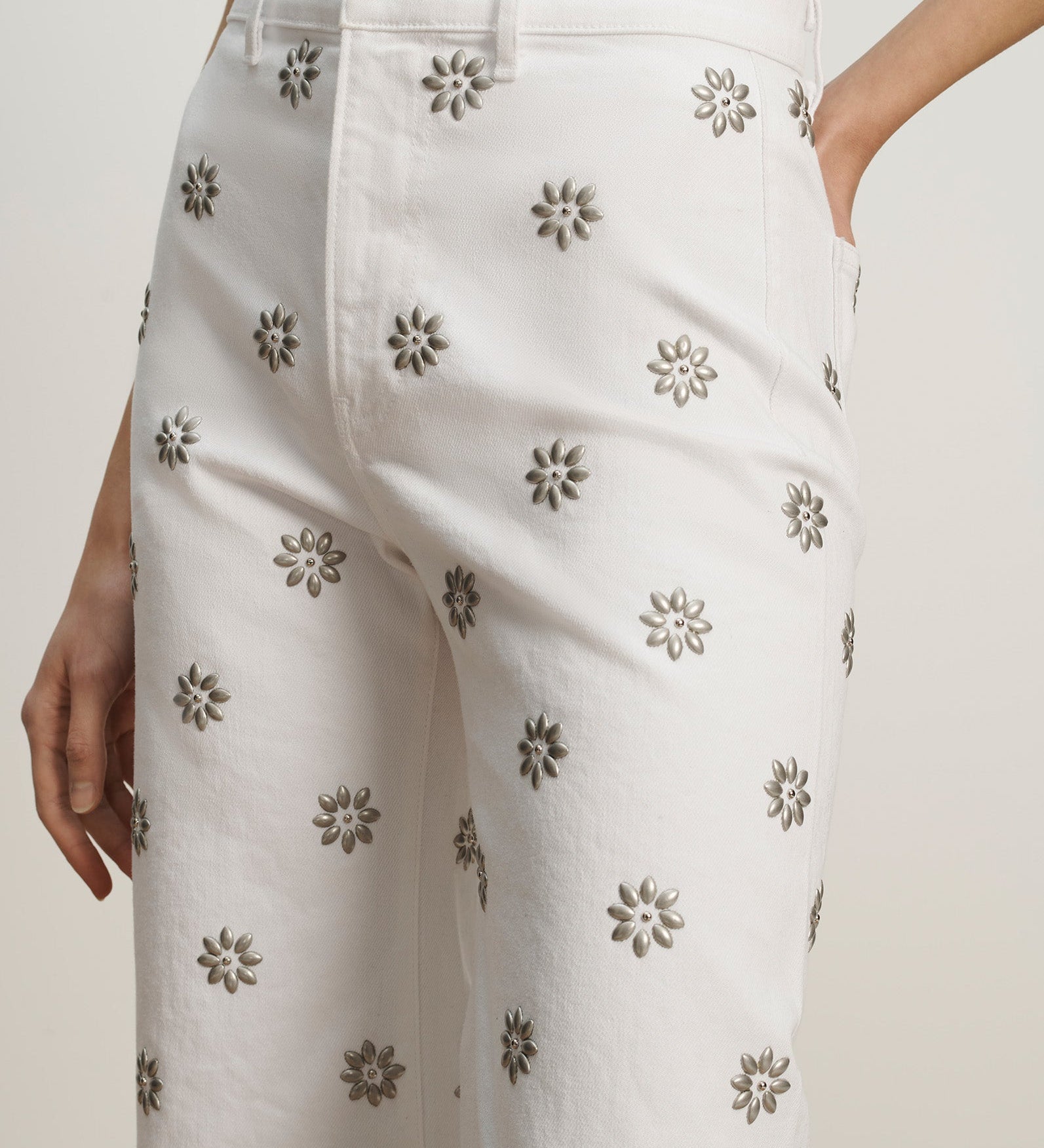 Veronica Beard - Grant Studded Wide - Leg Jean