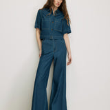 Veronica Beard - Digby Wide - Leg Chambray Pant
