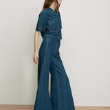 Veronica Beard - Digby Wide - Leg Chambray Pant