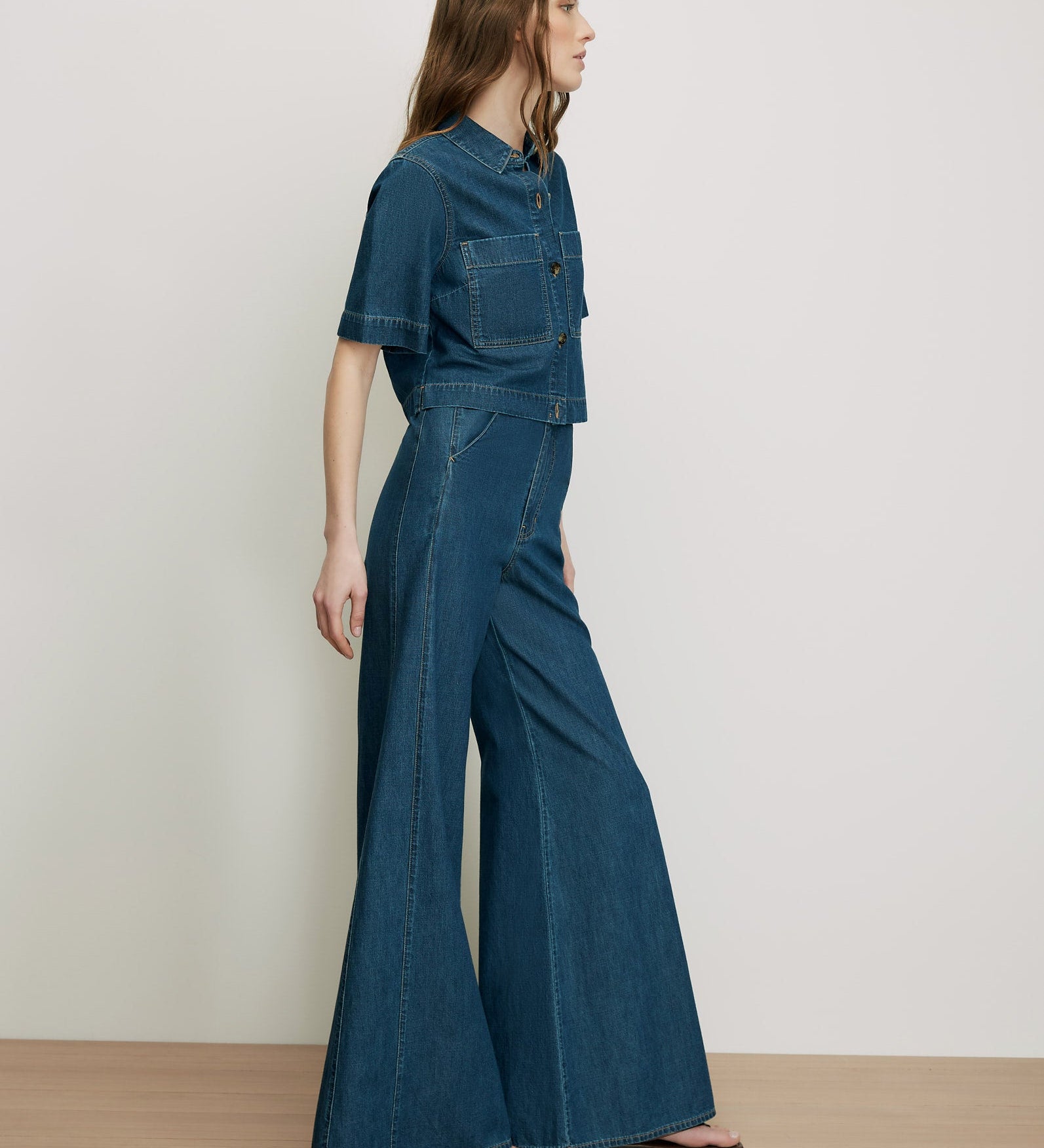 Veronica Beard - Digby Wide - Leg Chambray Pant