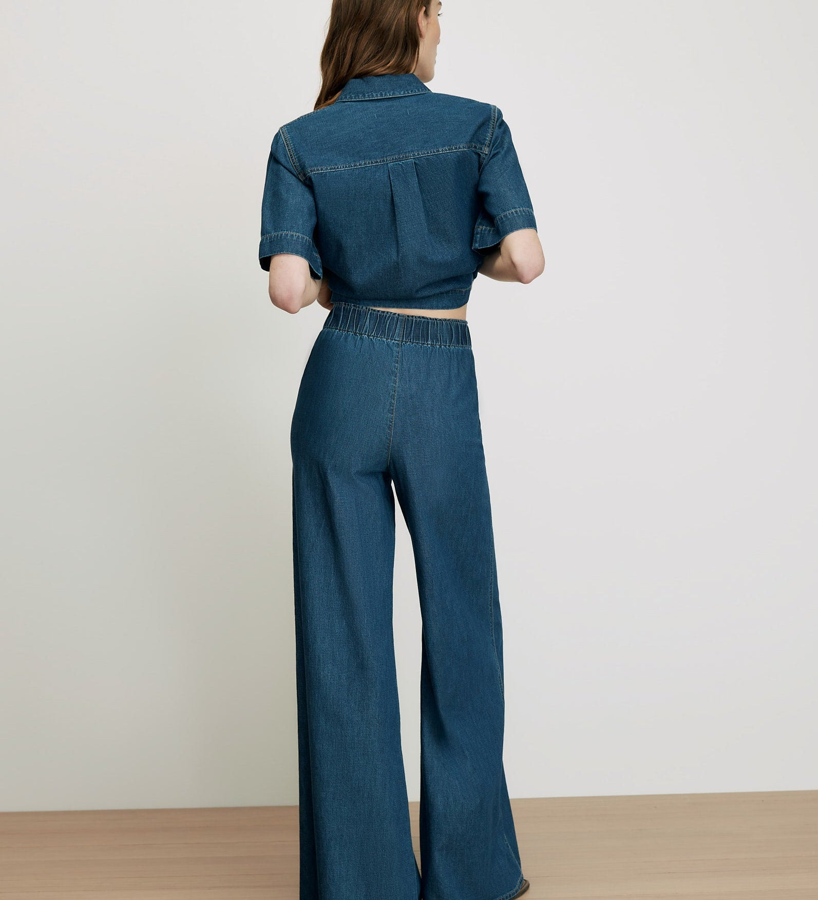 Veronica Beard - Digby Wide - Leg Chambray Pant