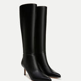 Veronica Beard - Lisa Leather Mid-Heel Tall Boot