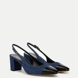 Veronica Beard - Cecile Denim Cap-Toe Slingback Pump