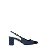Veronica Beard - Cecile Denim Cap-Toe Slingback Pump