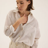 Jamie Haller - The Stripe Essential Shirt in White Tan
