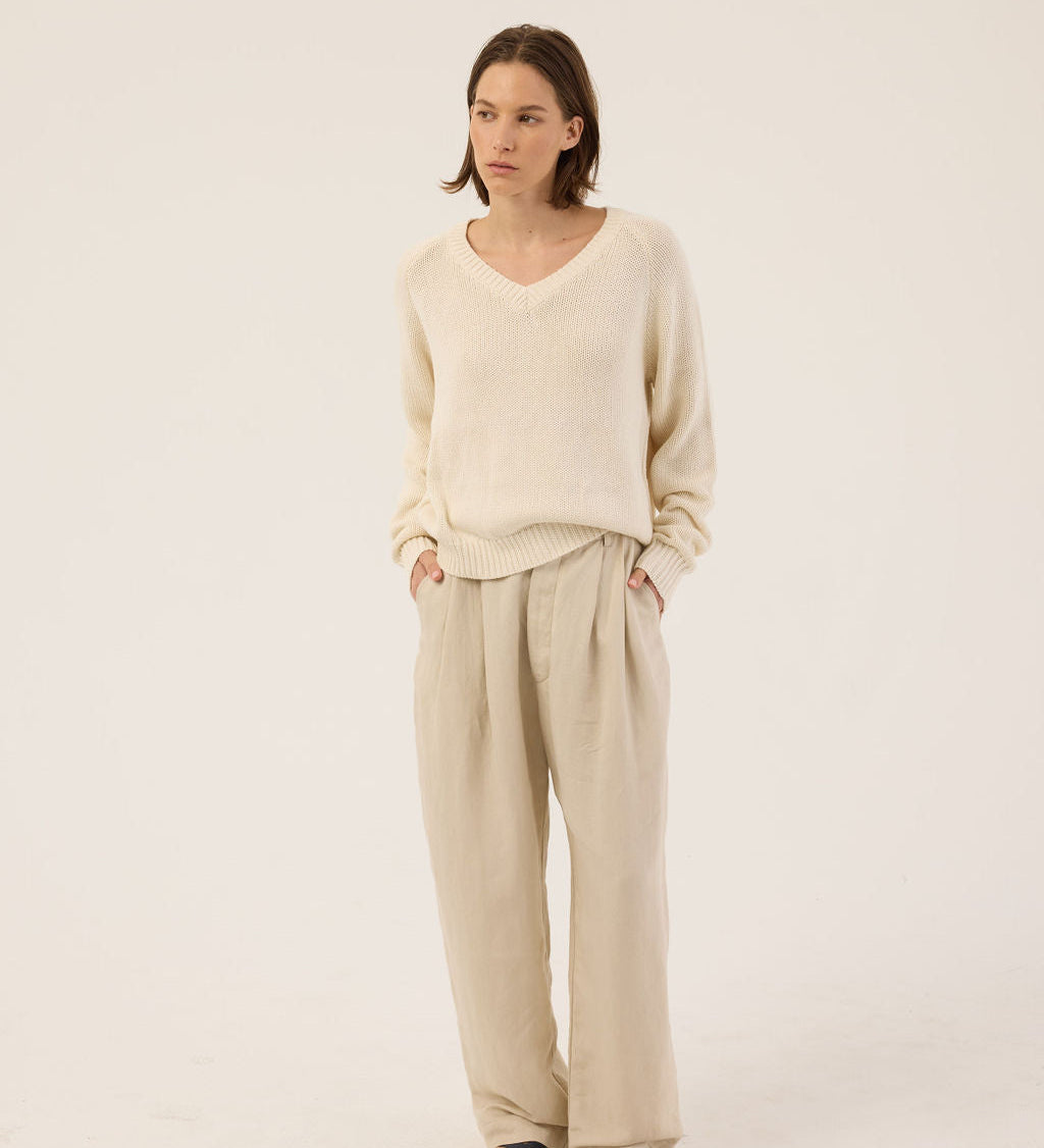 Jamie Haller - The V Fave in Cotton Cashmere in Ecru