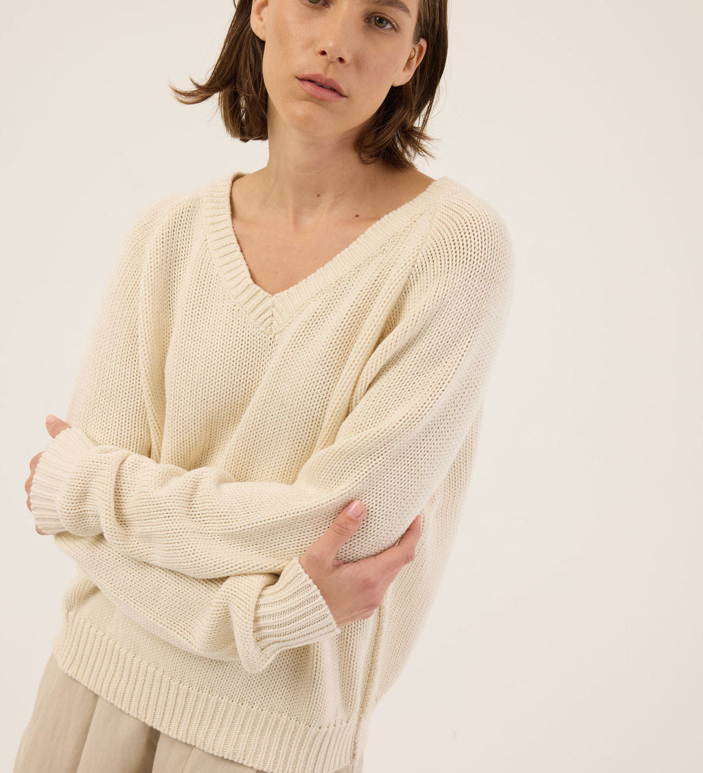 Jamie Haller - The V Fave in Cotton Cashmere in Ecru