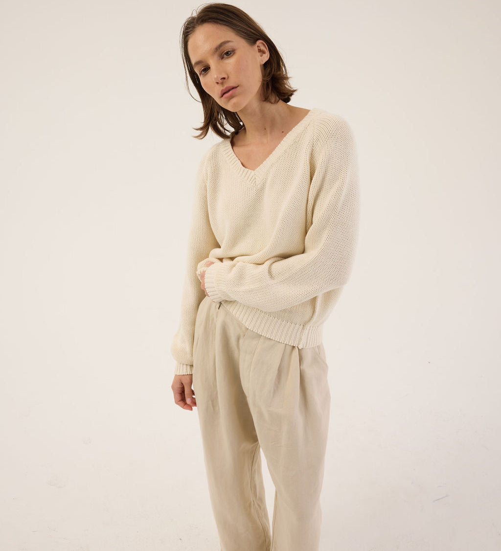 Jamie Haller - The V Fave in Cotton Cashmere in Ecru