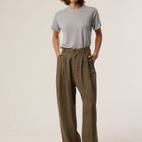Jamie Haller - The Big Pleat Trouser in Khaki