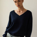 Jamie Haller - The V Fave Cashmere Sweater in Dark Navy