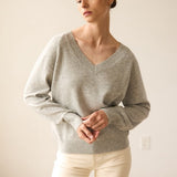Jamie Haller - The V Fave Cashmere Sweater in Light Heather