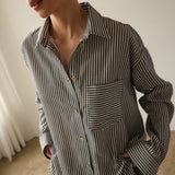 Jamie Haller - The Stripe Essential Shirt in Charcoal Stripe