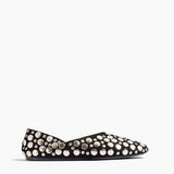 Khaite - Jane Flat in Black Suede with Silver Studs
