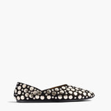 Khaite - Jane Flat in Black Suede with Silver Studs
