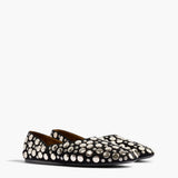 Khaite - Jane Flat in Black Suede with Silver Studs