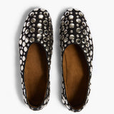 Khaite - Jane Flat in Black Suede with Silver Studs