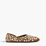 Khaite - Jane Flat in Caramel Suede with Silver Studs