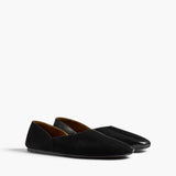 Khaite - Jane Flat in Black Sude and Glazed Leather