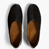Khaite - Jane Flat in Black Sude and Glazed Leather