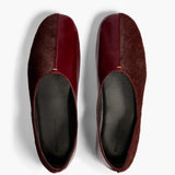Khaite - Jane Flat in Rouge Noir Haircalf and Glazed Leather