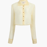 Khaite - Jasen Top in Pale Yellow Organza