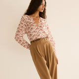 DÔEN - JEAN TOP -- IVORY ROSIER FLORAL