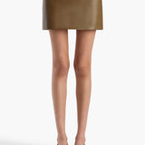 Khaite - Jett Skirt in Dark Olive Leather