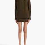 Khaite - Jett Skirt in Dark Olive Wool Silk