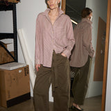 Jamie Haller - The Stripe Essential Shirt in Burgundy Natural