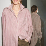 Jamie Haller - The Stripe Essential Shirt in Burgundy Natural