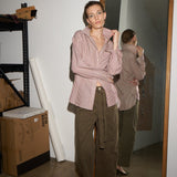 Jamie Haller - The Stripe Essential Shirt in Burgundy Natural