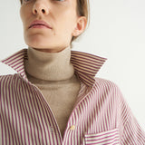 Jamie Haller - The Stripe Essential Shirt in Burgundy Natural