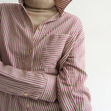 Jamie Haller - The Stripe Essential Shirt in Burgundy Natural