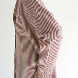 Jamie Haller - The Stripe Essential Shirt in Burgundy Natural