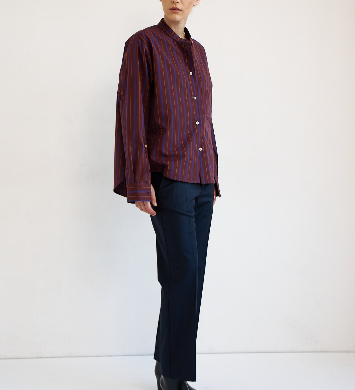 Jamie Haller - The Editor Shirt in Oxblood Stripe