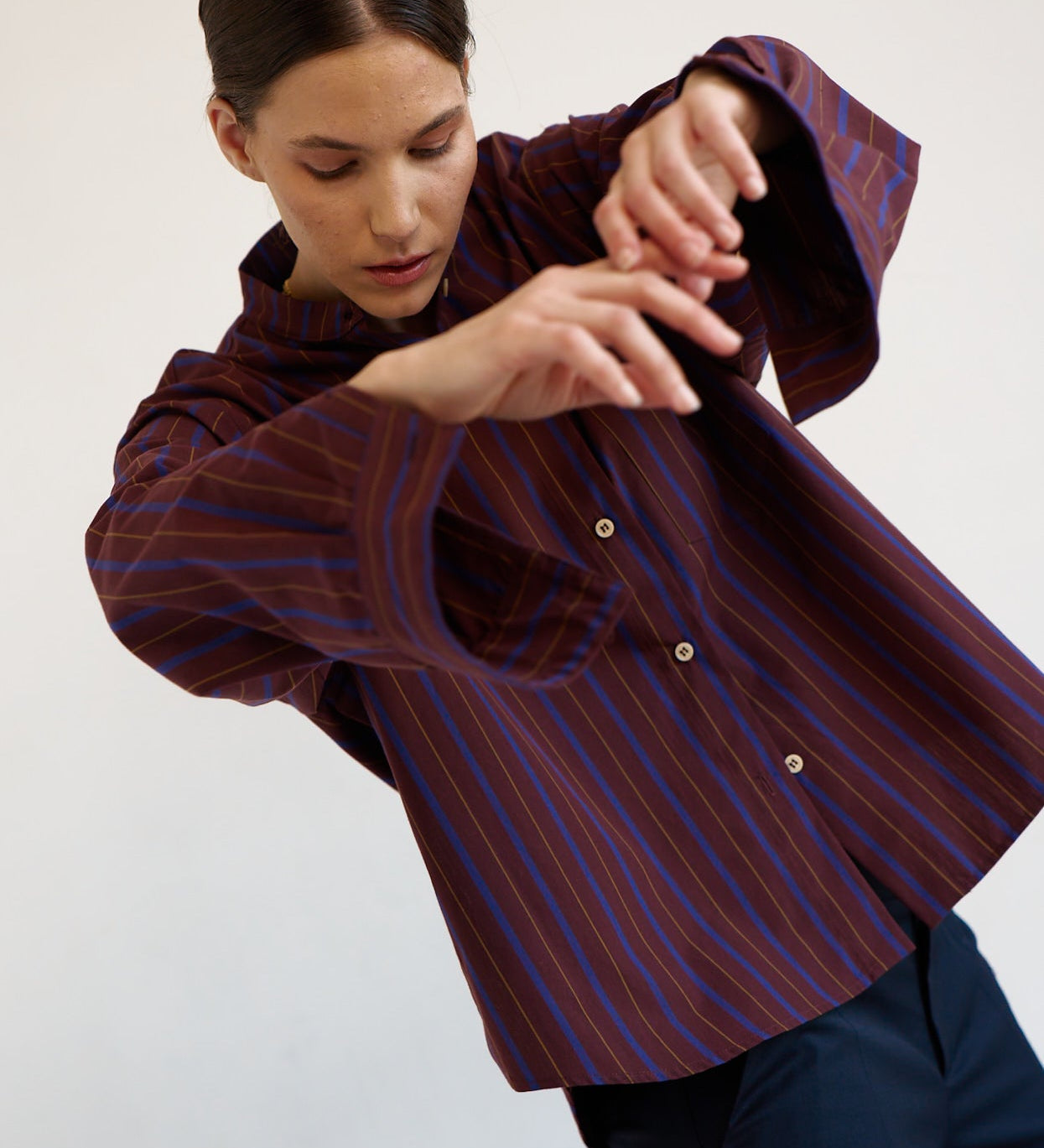 Jamie Haller - The Editor Shirt in Oxblood Stripe