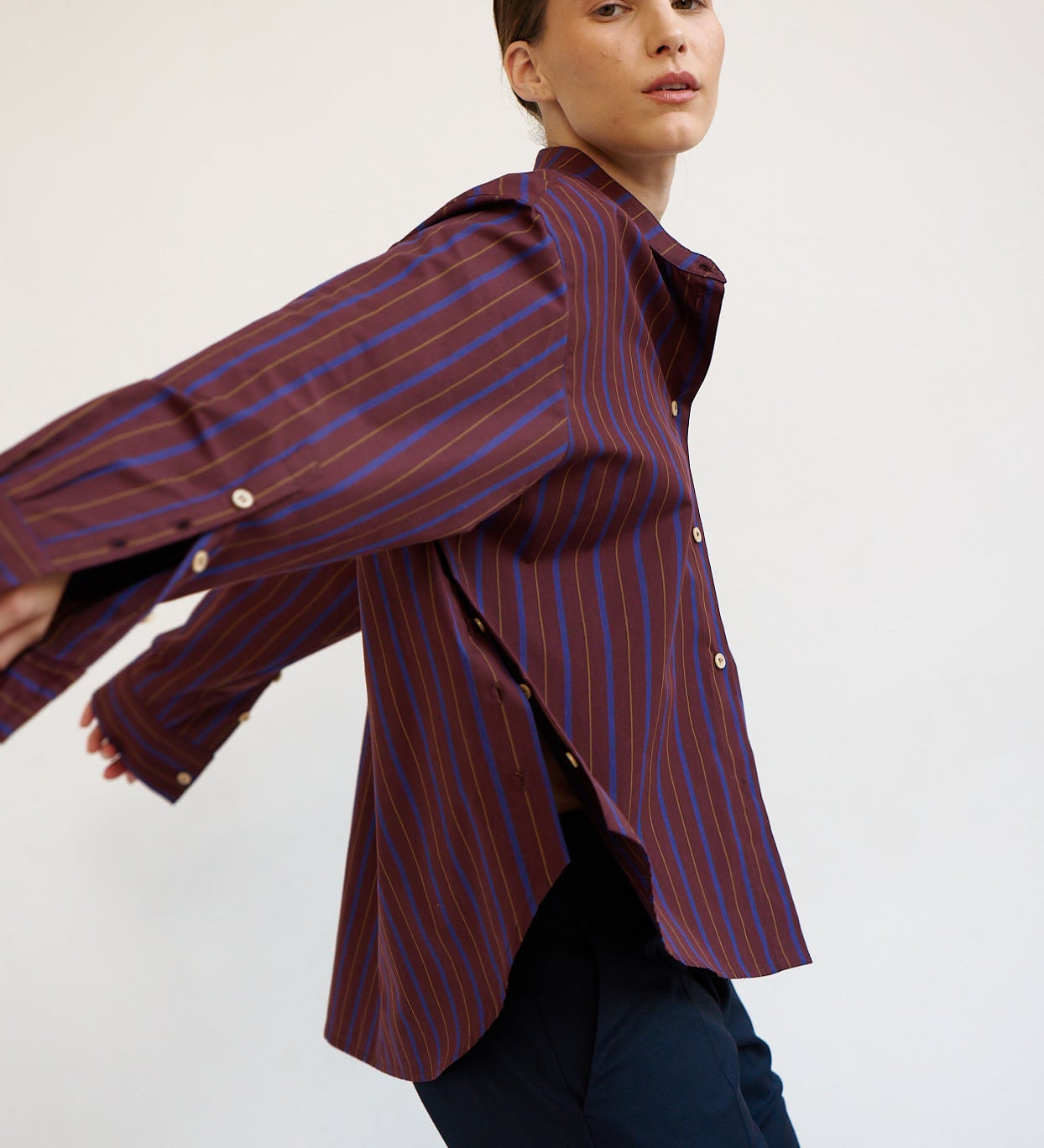 Jamie Haller - The Editor Shirt in Oxblood Stripe