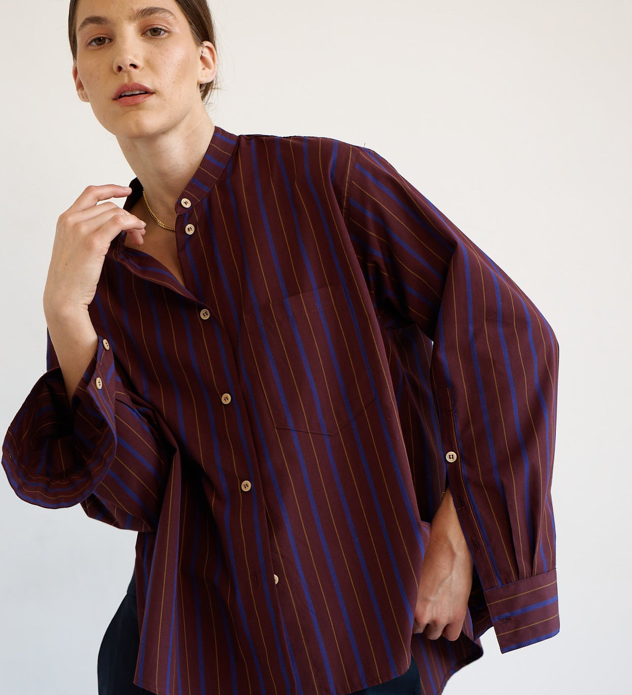 Jamie Haller - The Editor Shirt in Oxblood Stripe